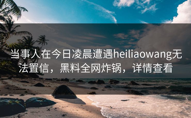 当事人在今日凌晨遭遇heiliaowang无法置信，黑料全网炸锅，详情查看